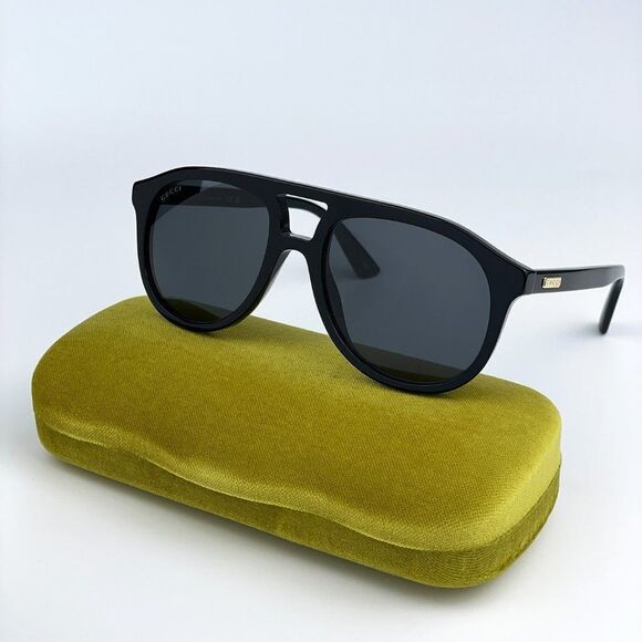 NEW Gucci GG1320S 004 Black Grey Pilot Unisex Sunglasses